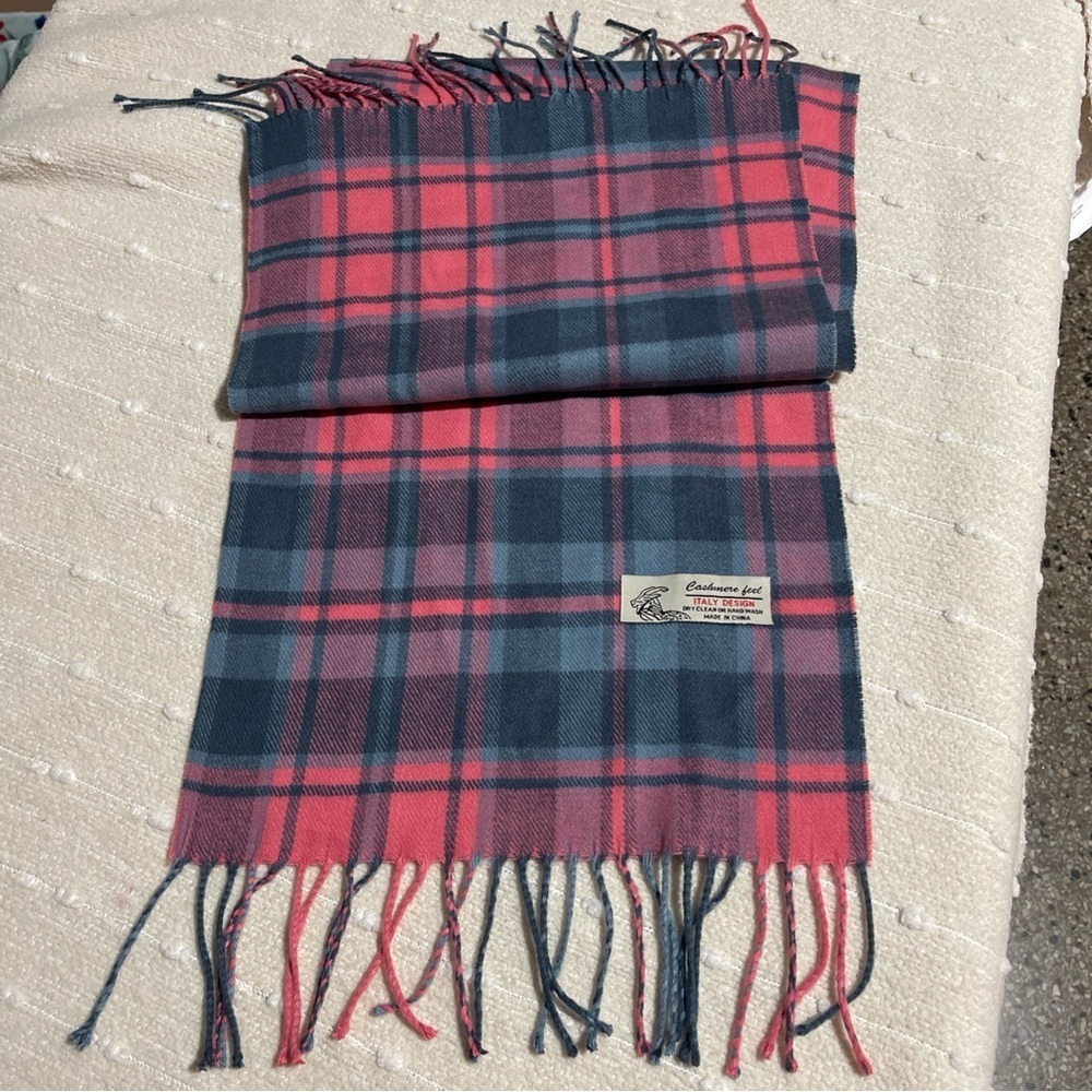 Cashmere Feel Scarf Multicolor Pink & Gray